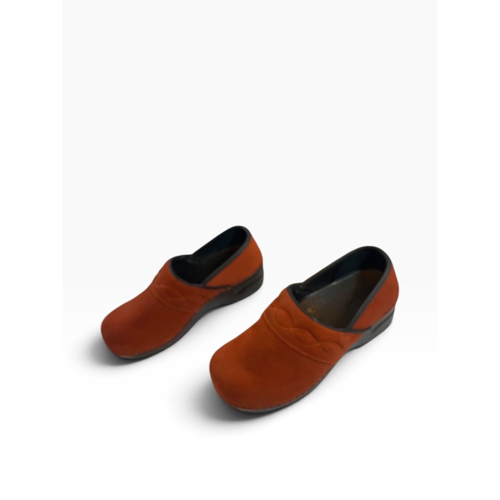 Lands End Womens Burnt Orange Suede Clogs Boho Granola Cottage 7B 406614 - Picture 5 of 8